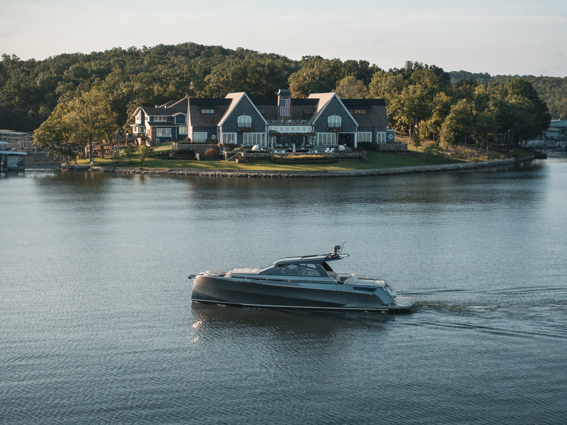 DA 50 on water at sunrise